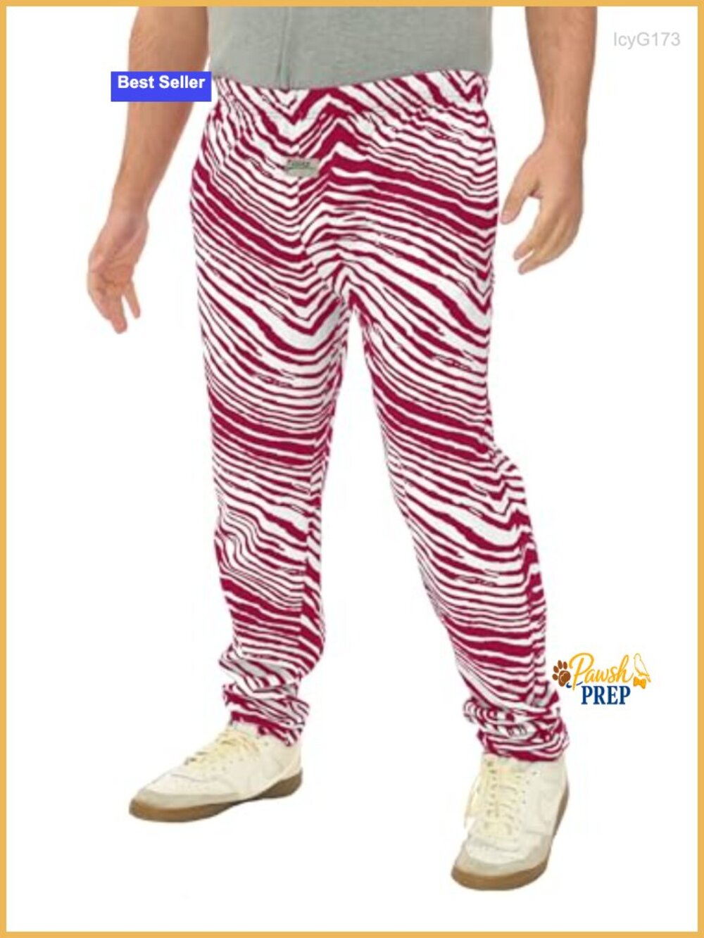 Men's Bold Zebra Two-Tone Print Cotton Polyester Sweatpants with Drawstring